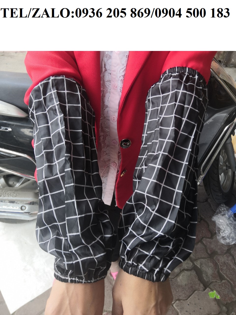 Ống tay( Ghệt tay) vải kẻ vinilon